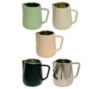 ERINGOGO Lot de 5 Mini Tasses à Café en Métal, Mini Pichets à Lait Maison, Couleurs Nude, Vert, Noir, Blanc Amande et Naturel, Décoration Miniature pour Maison de Poupée, Accessoires