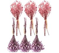 ERINGOGO Lot de 6 Bouquets Mini Gypsophiles Séchées Décoratives, Fleurs Artificielles Naturelles Violettes et Rose Foncé, Hauteur 12 Cm, Décoration Mariage et Table DIY, Composition
