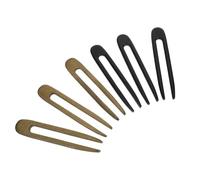 ERINGOGO Lot de 6 Épingles à Cheveux en Bois Imitation Ébène, Style Chinois Traditionnel, Épingles de U Torsadées, Accessoires de Coiffure pour Chignons Élégants, 3 Noires 3