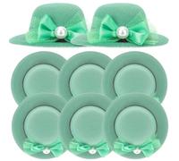 ERINGOGO Lot de 6 Mini Chapeaux Décoratifs Verts de Bouteille de Vin avec Nœud 8x8x2,8 Cm pour Décoration de Bouteilles de Vin Saint-Patrick, Accessoires Festifs pour Fête et Table