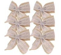 ERINGOGO Lot de 6 Nœuds Décoratifs en Dentelle et Lin Faits Main, Faciles à Retirer, pour Emballages Présents et Décorations de Mariage Rustiques
