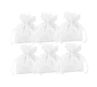 ERINGOGO Lot de 6 Pochettes Présent en Dentelle Blanche, Paquet à Bonbons de Mariage Élégants, Pochette D'emballage pour Dragées, Décoration de Mariage et Sachet de Rangement pour Fête