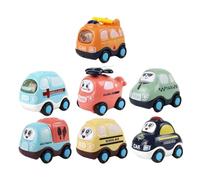 ERINGOGO Lot de 7 Véhicules à Friction Multicolores, Mini Voitures Inertielles en Plastique Léger, Jouets Éducatifs pour Garçon et Filles, Modèles Ambulances, Couleur Aléatoire