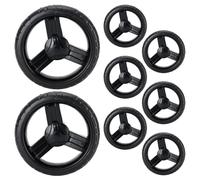 ERINGOGO Lot de 8 Roues Avant Fixes pour Poussette 55 Pouces en EVA Noir Roues de Rechange Silencieuses et Solide Tige Accessoires pour Poussettes Tout-Petits et Balades Urbaines