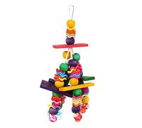 ERINGOGO Mâcher pour Perroquet Bois Naturel avec Perles Colorées Suspendu avec Hochet Sonore et Sûr pour Soins Bec et Griffes Accessoire de Cage Adapté Aux Perroquets et Petits Oiseaux