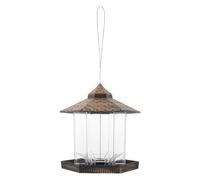 ERINGOGO Mangeoire à Oiseaux Suspendue Vintage en Métal Cuivre Ancien, Capacité 500 ML, pour Balcon et Jardin Extérieur, Distributeur Transparent Résistant aux Intempéries, Nettoyage Facile