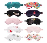 ERINGOGO Masque de Sommeil Bloque 10pcs Yeux en Soie Artificielle Confortable Couleur Aléatoire pour Voyage et Repos Paisible