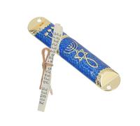 ERINGOGO Mezouzah Métal Doré et Bleu Plaque Décorative Judaïque Légère Alliage de Zinc avec Ornement Mural Compact pour Porte Cadeau Religieux pour Maison