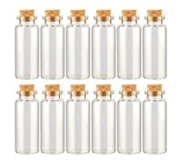 ERINGOGO Mini bocaux en Verre 12pcs 15ml avec Bouchon de liège pour Rangement et activités créatives, Bouteilles en Verre pour Loisirs manuels