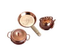 ERINGOGO Mini Bouilloire Cuisine en Alliage, Mini Casserole et Petite Marmite à Soupe Réalistes, Ensemble Cuisine 3 Pièces pour Décoration Maison, Restaurant, Salon de Thé, Bureau, Hôtel