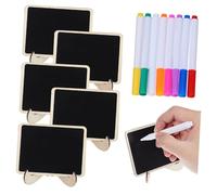 ERINGOGO Mini Chalkboard Set Bois de Buis Tableaux Effaçables pour Étiquettes Alimentaires Messages de Cuisine et Buffet avec Stickers et Stylos Aquarelle