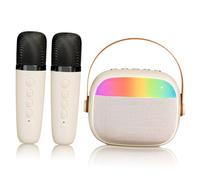 ERINGOGO Mini Portable Karaoke Machine with LED Lights and Dual Microphones Sound Speaker for and Adults Singing System for Home Parties