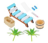 ERINGOGO Miniature Décoration Plage Bois Chaise Longue Modèle Ornement Micro Paysage pour Maison de Poupée Accessoire Décoratif