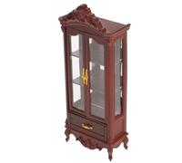 ERINGOGO Miniature Dollhouse Cabinet Double Door Mini Furniture Shelf European Vintage Wine Storage for Dollhouse Living Micro Scene Display