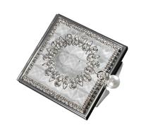 ERINGOGO Miroir de Maquillage Carré en Métal Double Surface, Design Élégant Pendentif Orné, Compact et Portable pour Voyage et Retouches