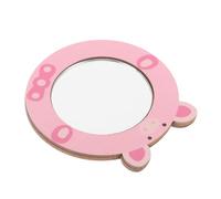 ERINGOGO Miroir en Bois et Verre pour Garçon et Filles, Outil D'éducation Précoce Sécurisé, Petit Miroir à Main Rose pour Chambres D'garçon et Filles et Noël