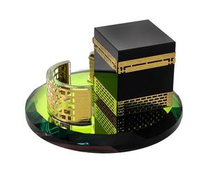 ERINGOGO Modèle de Kaaba en Cristal, Décoration Ronde pour Maison et Bureau | Souvenir Artisanal, Effet Lumière et Ombre, Pièce Artistique pour Amis Saoudiens, Famille, Table