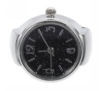 ERINGOGO Montre Bague à Quartz Ronde, Alliage de Zinc Noir, Numérique