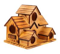 ERINGOGO Nichoir Bois Naturel Multi Oiseaux Extérieurs Mangeoire et Abri DIY pour Petits Oiseaux de Jardin Maison Suspendue pour Mésanges et Perruches