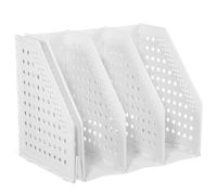 ERINGOGO Organiseur de Bureau Blanc Pliable en Pp Compartiments Multiples, Support Polyvalent pour Dossiers et Magazines, pour Bibliothèque ou Bureau