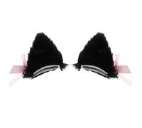 ERINGOGO Paire D'épingles à Cheveux Poils de Chat en Imitation Fourrure de Lapin Noir, Confortable et Décorative, pour Conventions et Fêtes en Famille