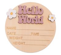 ERINGOGO Panneau Nominatif Bébé En Bois Rond Annonce De Naissance Né Accessoire Photo Décoration Fête Naissance Couleur Chaleur Du Crépuscule Présent