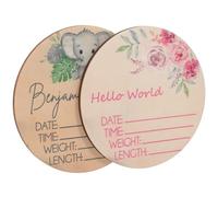 ERINGOGO Panneaux de Nom en Bois pour Bébé 2 Pièces, Décor Rond Personnalisé, Résistant la Déformation la Décoloration, pour Décorer le Berceau du Nouveau-né