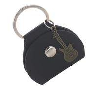 ERINGOGO Paquet De Rangement pour Médiators De Guitare en Cuir Synthétique Noir, Porte-clés Pratique avec Pendentif Guitare en Cuivre Ancien, Ensemble 2 Pièces, pour Guitaristes Et Transport Facile