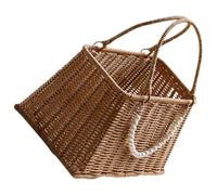 ERINGOGO Paquet Tissé en Rotin PE Léger et Robuste Cabas à Main Tissé 1 Pièce Paquet de Plage pour Femmes pour Shopping et Usage Quotidien Design Bicolore Naturel