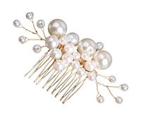 ERINGOGO Peigne à Cheveux de Mariée Perles Dorées Accessoire Élégant et Filles Style Couronne pour Mariage et Fêtes