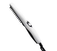 ERINGOGO Peigne Lisseur à Barbe Électrique Blanc en Caoutchouc et Métal Portable avec Réglage de Température pour Coiffure Salon et Élimination des Pointes Fourchues