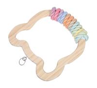 ERINGOGO Perroquet en Bois Balançoire Anneau pour Petite Cage | Corde Coton Beige, Grimper et Se Mouvoir, Installation Facile, Perchoir pour Oiseau Domestique