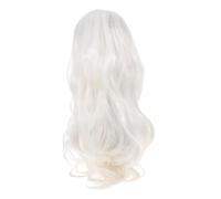 ERINGOGO Perruque Longue Blanche Bouclée Femme Wig de Cosplay Halloween Haute Température Cheveux Ondulés Naturels Confortable et Respirante Style Mode pour Filles
