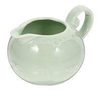 ERINGOGO Pichet à Lait en Céramique Vert 350 Ml avec Bec Verseur Ergonomique pour Crème Liquide et Sirop Ustensile Cuisine Polyvalent pour Petit-Déjeuner et Repas