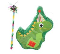 ERINGOGO Pinata Dinosaure Suspendue Verte pour Fête Danniversaire Décoration Ludique avec de Frappe et Franges Accessoire Original pour Jeux et Surprise