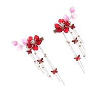 ERINGOGO Pince à Cheveux Rétro à Pompons Taille Unique Fleur Grenadier Vintage pour Femmes Cérémonie Mariage Soirée Bal Accessoires Cheveux