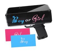 ERINGOGO Pistolet à Confettis Indicateur de Genre Noir Accessoire Drôle pour Fête Gender Reveal Lanceur de Papier Garçon ou Fille Décoration Festive Unique et Réaliste