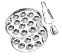 ERINGOGO Plat à Escargots Inox 12 Compartiments avec Pince, Plaque de Cuisson Résistante la Chaleur, Set de 3 Pièces pour Four et Barbecue, Ustensile Cuisine Professionnel, Nettoyage