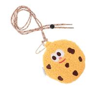ERINGOGO Pochette de Cou Créative en Peluche Jaune avec Motif Cookie, Portefeuille à Clés de Dessin Animé Portable et Léger pour Sorties Quotidiennes et Voyages