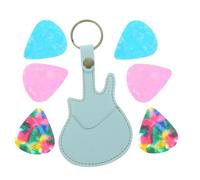 ERINGOGO Pochette de Rangement pour Médiators de Guitare Portable PU avec Porte Clés Sac de Stockage pour Médiators Électrique et Basse Lot de Pochettes Bleu