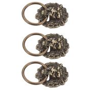 ERINGOGO Poignée Tiroir Lion Tête 3 Pièces Marron En Alliage De Zinc Résistante À La Corrosion Pour Meuble Et Armoire Style Chinois Rétro
