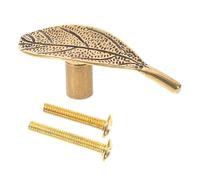 ERINGOGO Poignées de Tiroir en Laiton Massif Non Verni Style Vintage Feuille, Bouton de Meuble Rustique 1 Trou, Finition Patinée, pour Commode, Armoire Cuisine, Entretien Facile, Usage