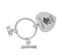 ERINGOGO Porte-Clés de Remise de Diplôme 2026 en Acier Inoxydable Pendentif Cœur 28X29 MM Accessoire Souvenir pour Paquet à Dos ou Paquet à Main Présent Motivation Fin D’Études