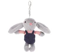 ERINGOGO Porte-clés Lapin Peluche Doux avec Salopette Mignonne Doudou pour Décoration de Sac à Dos et Cadeau Charme Polyvalent pour Maison École et Voyage