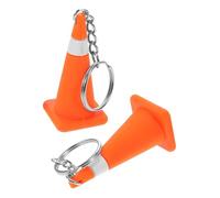 ERINGOGO Porte-clés Mini Cône de Signalisation Orange 2pcs en Silicone et Acier Inoxydable Léger pour Décoration Maison et Accessoire Unique pour Paquet à Main