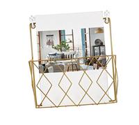 ERINGOGO Porte-Revue Mural Métal Doré Étagère De Rangement Et Brochures Présentoir Magazine Design Élégant Organisateur Mural Polyvalent pour Bureau Et Maison