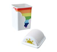 ERINGOGO Poubelle de Bureau en Plastique Couvercle Rose Motif Arc-en-Ciel Bac à Déchets Créatif pour Chambre la Cuisine et Salle de Bain Corbeille à Papier Pratique et Écologique