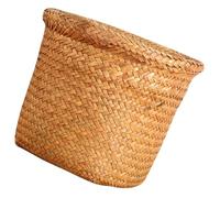 ERINGOGO Poubelle Tressée en Jonc de Mer Naturelle Petite Corbeille Ronde Xl 24X20 CM Panier à Déchets Polyvalent pour Salle de Bain Bureau Cuisine Panier de Rangement Écologique