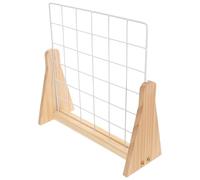 ERINGOGO Présentoir Photo à Grille Métal Autoportant avec Base en Bois Massif, Petit Support pour Bijoux et Bracelets, Organisateur Gain de Place pour Rangement Intérieur, pour Décoration