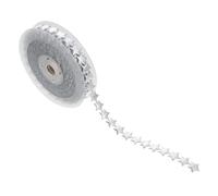 ERINGOGO Ruban Décoratif de Noël Argenté avec Motif Étoile à Cinq Branches Ruban Imprimé Polyvalent pour DIY Décoration de Fête et Accessoires Couronne